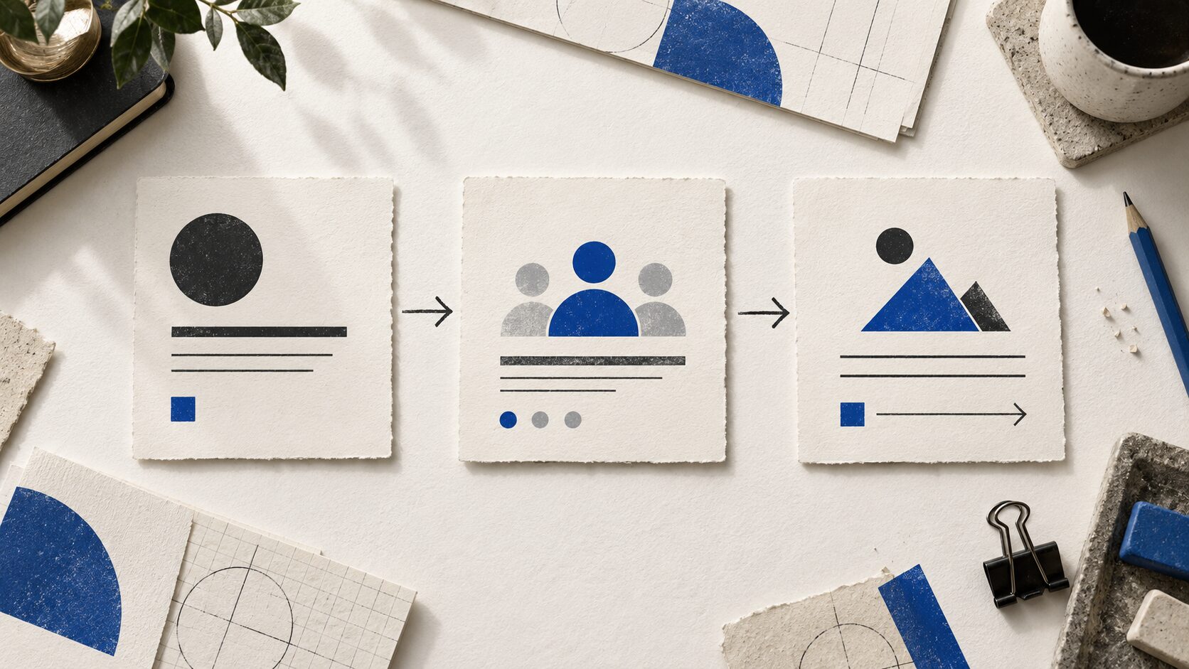 A planning sheet connecting a product promise, a narrow audience, and the next action.