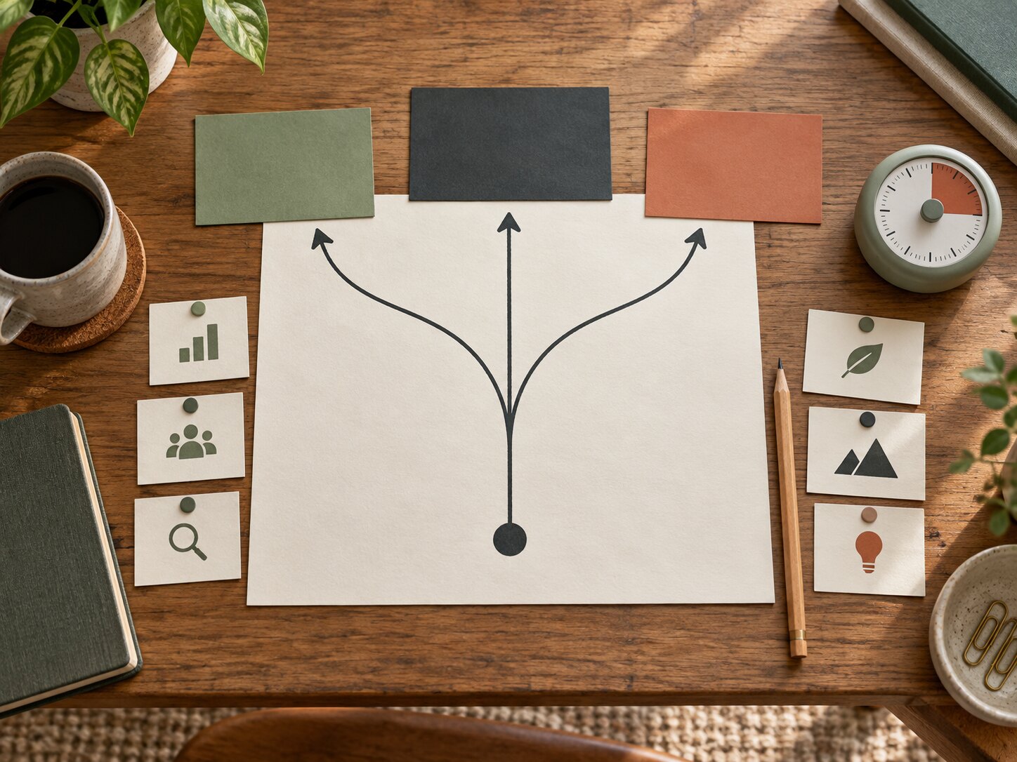 Illustration of a three-path decision worksheet for a solo founder evaluating evidence.